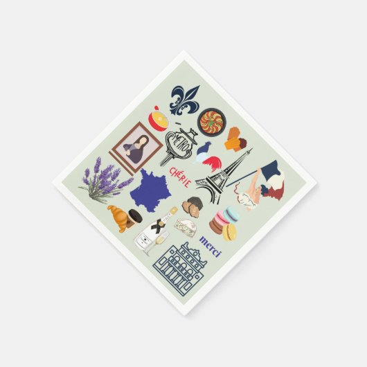 Frankreich Symbole Serviette (Ecke)