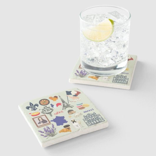 Frankreich Symbole Steinuntersetzer (Seitenansicht)