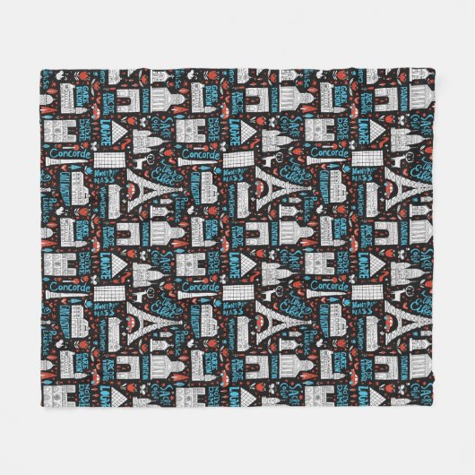 Frankreich| Symbolmuster Fleecedecke (Vorderseite (Horizontal))