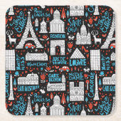 Frankreich| Symbolmuster Rechteckiger Pappuntersetzer (Vorderseite)