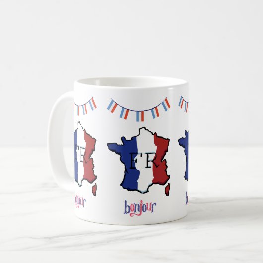 Frankreich - Tasse mit französischen Flaggen (Vorderseite Links)