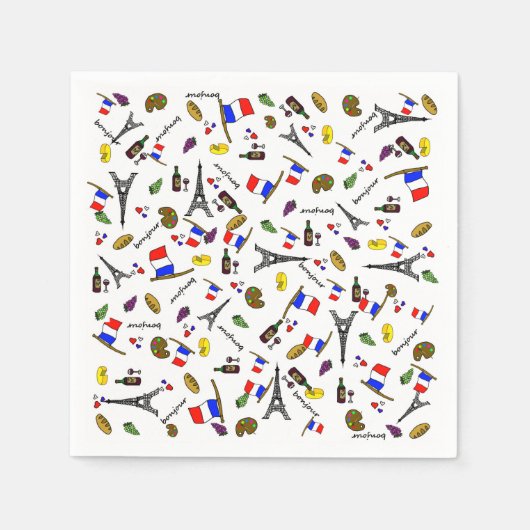 Frankreich Thema Musterpapier Napkins Serviette (Vorderseite)