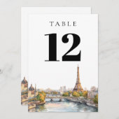 Frankreich Tischnummer Watercolor Paris (Vorne/Hinten)