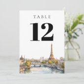 Frankreich Tischnummer Watercolor Paris (Stehend Vorderseite)