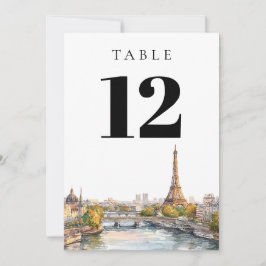Frankreich Tischnummer Watercolor Paris