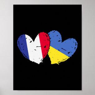 Frankreich Ukraine Herz Flaggen Französisch Ukrain Poster