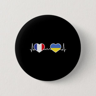 Frankreich Ukraine Herz Liebe Herz Linie Button