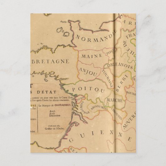 Frankreich und Departements Postkarte (Vorderseite)