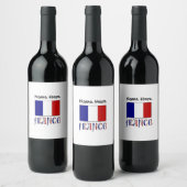 Frankreich und die französische Flagge mit Ihrem N Weinetikett (Flaschen)