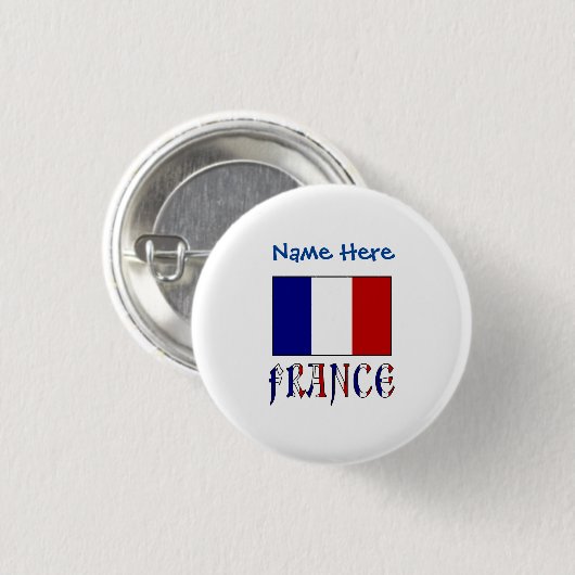 Frankreich und Frankreich - Blaue Personalisierung Button (Vorne & Hinten)