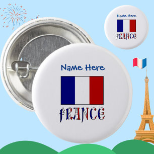 Frankreich und französische Flagge Blau Personalis Button