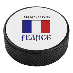 Frankreich und französische Flagge mit Ihrem Namen Eishockey Puck