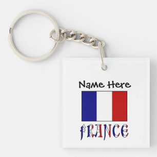 Frankreich und französische Flagge personalisiert Schlüsselanhänger