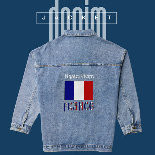 Frankreich und französische Flagge Weiße Personali Jeansjacke