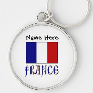 Frankreich und personalisierte französische Flagge Schlüsselanhänger