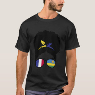 Frankreich und Ruanda Mix Afro-Frisur halb französ T-Shirt