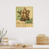 Frankreich Vertretung als SchiffPanorama Karte Poster (Küche)