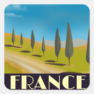 Frankreich Vintage-Reiseposter Quadratischer Aufkleber