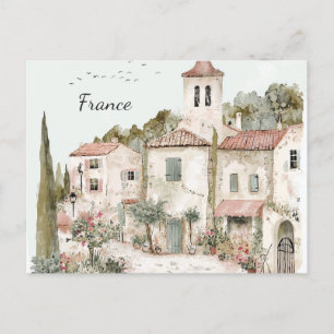 Frankreich Vintages Aquarellland Frankreich Landsc Postkarte