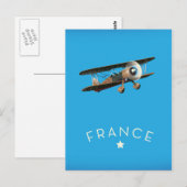 Frankreich Vintages Flugplakat Postkarte (Vorne/Hinten)