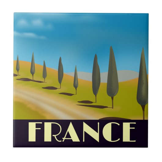 Frankreich Vintages Reiseplakat Fliese (Vorderseite)