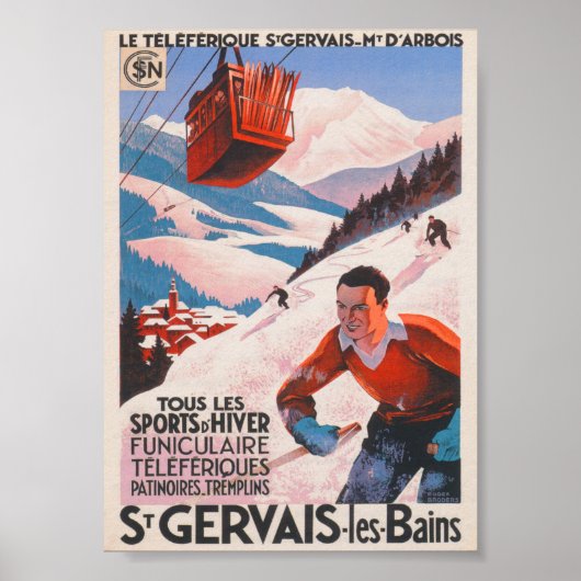 Frankreich Vintages Skiposter Poster (Vorne)