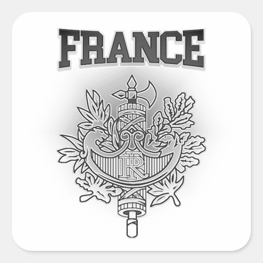 Frankreich-Wappen Quadratischer Aufkleber (Vorderseite)