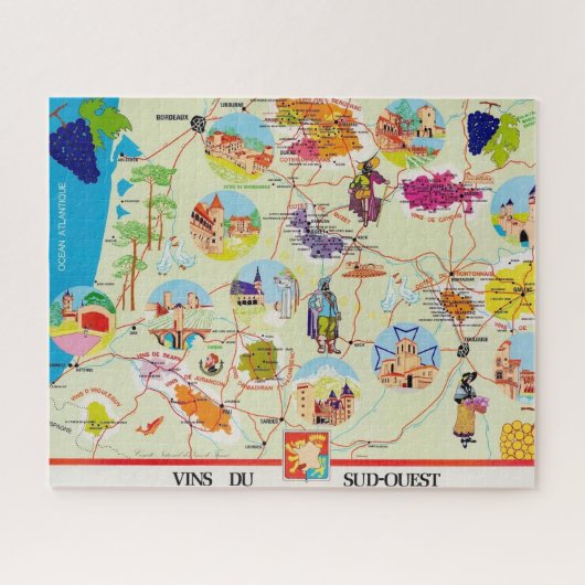 Frankreich Weinkarte 16x20 Puzzle (Horizontal)