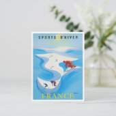 Frankreich Wintersport Vintage Reise Postkarte (Stehend Vorderseite)