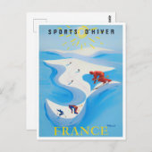 Frankreich Wintersport Vintage Reise Postkarte (Vorne/Hinten)