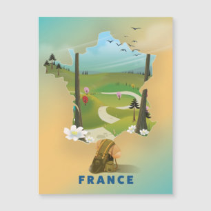 Frankreichkarte Vintage-Reiseposter Magnetkarte