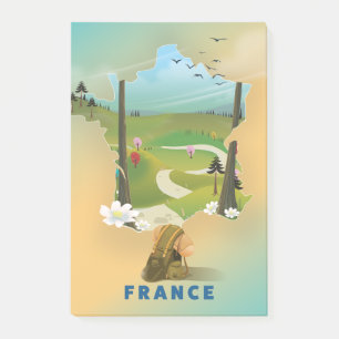 Frankreichkarte Vintage-Reiseposter Post-it Klebezettel