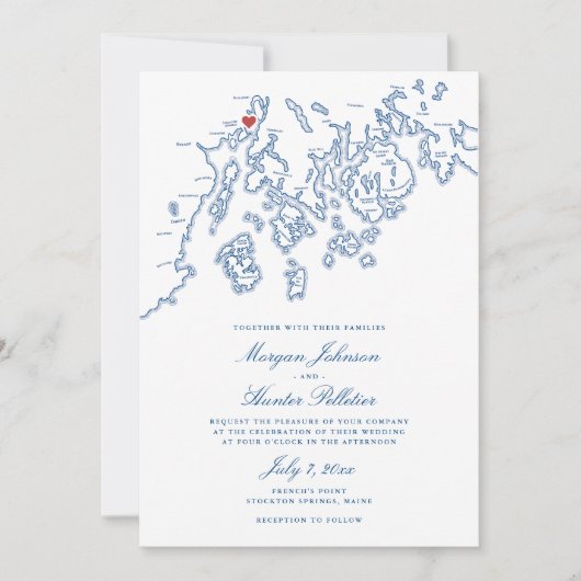 Frankreichs Point Maine All-in-One QR Code Wedding Einladung (Vorderseite)