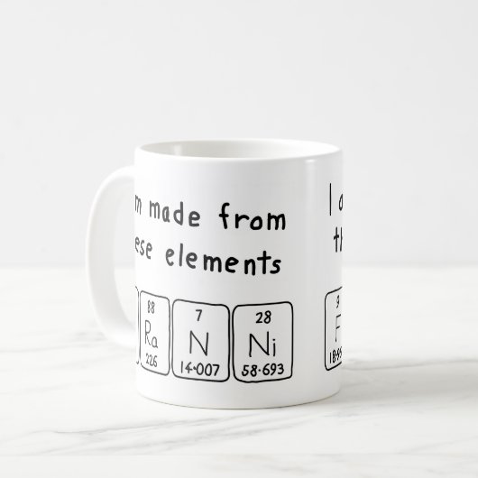 Franni Periodenname Tasse (Vorderseite Links)