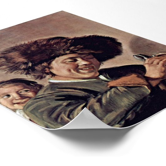 Frans Hals - Zwei lachende Jungs mit einer Tasse Poster (Ecke)