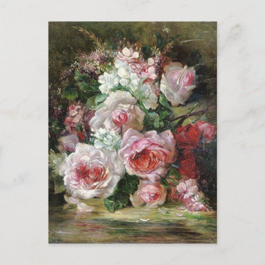 Frans Verhas Vintag Bouquet von Rose Postkarte (Vorderseite)