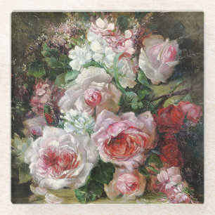 Frans Verhas Vintage Rosenbouquet Glasuntersetzer