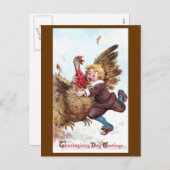 Frantisch flatternder türkischer Vintager Erntedan Feiertagspostkarte (Vorne/Hinten)