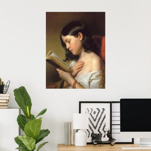 Franz Eybl - Lesendes Mädchen, 1850 Poster (Heimbüro)