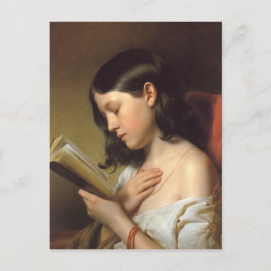 Franz Eybl - Lesendes Mädchen, 1850 Postkarte (Vorderseite)