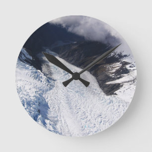 Franz Josef Glacier Aerial View, Neuseeland Runde Wanduhr