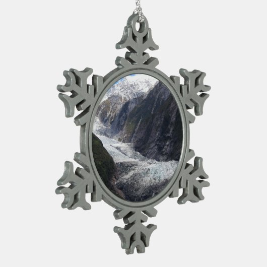 Franz Josef Glacier, Neuseeland Schneeflocken Zinn-Ornament (Links)