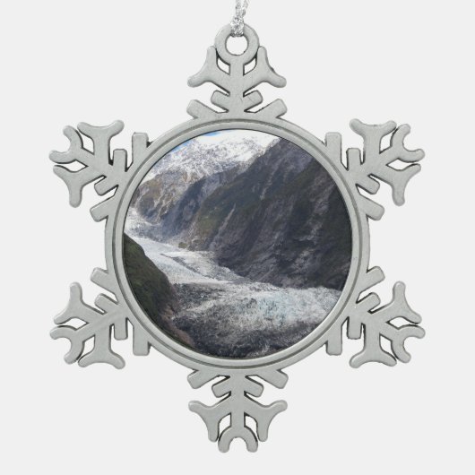 Franz Josef Glacier, Neuseeland Schneeflocken Zinn-Ornament (Vorderseite)