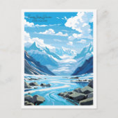 Franz Josef Glacier Vintage Reise Illustration Postkarte (Vorderseite)
