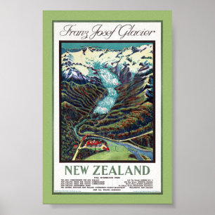 Franz Josef Gletscher Vintage Reiseplakat Poster