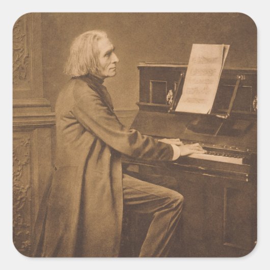 Franz Liszt am Klavier Quadratischer Aufkleber (Vorderseite)