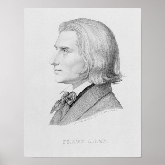 Franz Liszt, Gravur von Gonzenbach Poster (Vorne)