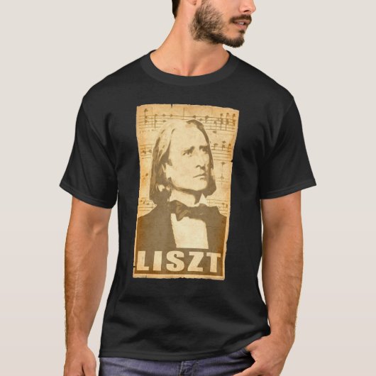 Franz Liszt Musical Composer Notes Retro Style Pro T-Shirt (Vorderseite)