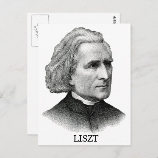 Franz Liszt, schwarz Postkarte (Vorne/Hinten)