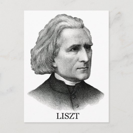 Franz Liszt, schwarz Postkarte (Vorderseite)
